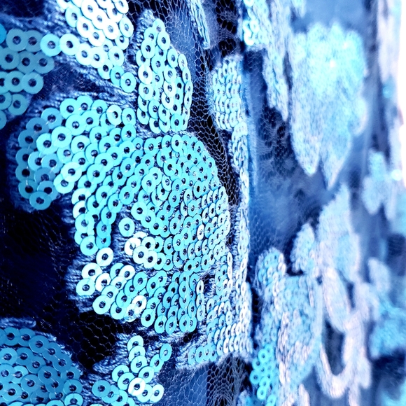 NWOT Adrianna Papell Turq. Sequined Sheath… - Picture 11 of 12